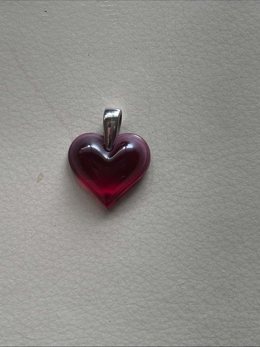 Lalique Red Glass Heart with Silver Pendant
